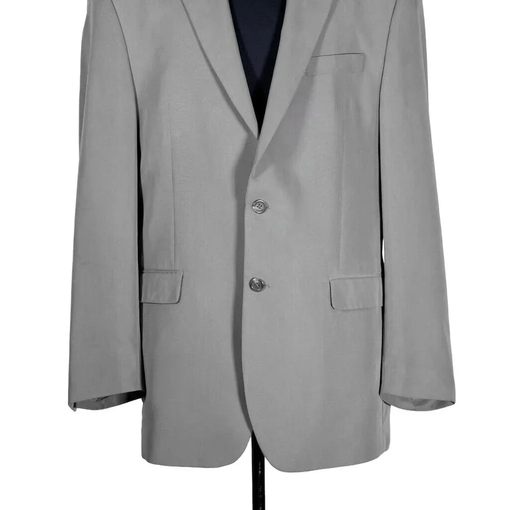 Chaps Ralph Lauren Mens Blazer Gray 2 Button Lined Suit Jacket Sport Coat 42L